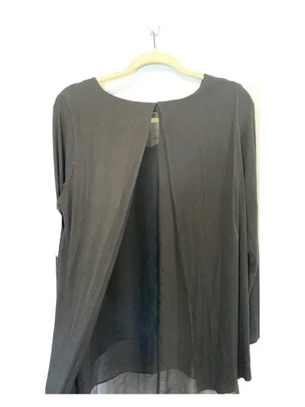 Karen Kane Black Split Front Blouse Tunic Women's Size Medium - Picture 3 of 11